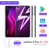 realme 6 Pro 6pro 8GB RAM 128GB ROM Global Version Mobile Phone Snapdragon 720G 30W Flash Charge 64MP Camera EU Plug NFCellphone