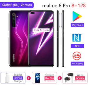 realme 6 Pro 6pro 8GB RAM 128GB ROM Global Version Mobile Phone Snapdragon 720G 30W Flash Charge 64MP Camera EU Plug NFCellphone