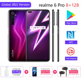realme 6 Pro 6pro 8GB RAM 128GB ROM Global Version Mobile Phone Snapdragon 720G 30W Flash Charge 64MP Camera EU Plug NFCellphone
