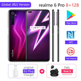 realme 6 Pro 6pro 8GB RAM 128GB ROM Global Version Mobile Phone Snapdragon 720G 30W Flash Charge 64MP Camera EU Plug NFCellphone