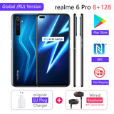 realme 6 Pro 6pro 8GB RAM 128GB ROM Global Version Mobile Phone Snapdragon 720G 30W Flash Charge 64MP Camera EU Plug NFCellphone