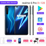 realme 6 Pro 6pro 8GB RAM 128GB ROM Global Version Mobile Phone Snapdragon 720G 30W Flash Charge 64MP Camera EU Plug NFCellphone