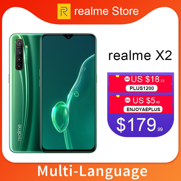 realme X2 X 2 64GB/128GB 6.4'' Moblie Phone Snapdragon 730G 64MP Quad Camera NFC Cellphone 30W VOOC Fast Charger