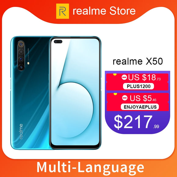 realme X50 X 50 5G 6GB 64GB 6.57'' Moblie Phone Snapdragon 765G Octa Core 64MP Quad Camera Cellphone VOOC 30W Fast Charger