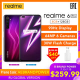 realme 6 Pro 6pro 8GB RAM 128GB ROM Global Version Mobile Phone Snapdragon 720G 30W Flash Charge 64MP Camera EU Plug NFCellphone